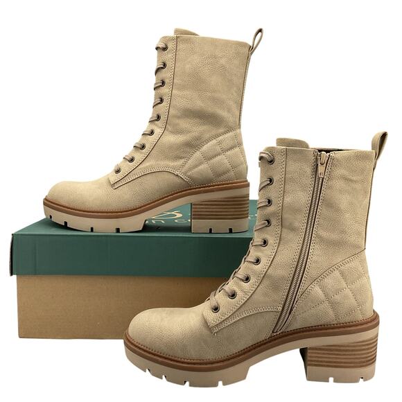 NEW B.O.C. Women’s Malika Inside Zip Lace Up Comfort Boots Off White Size 9M - Picture 2 of 10